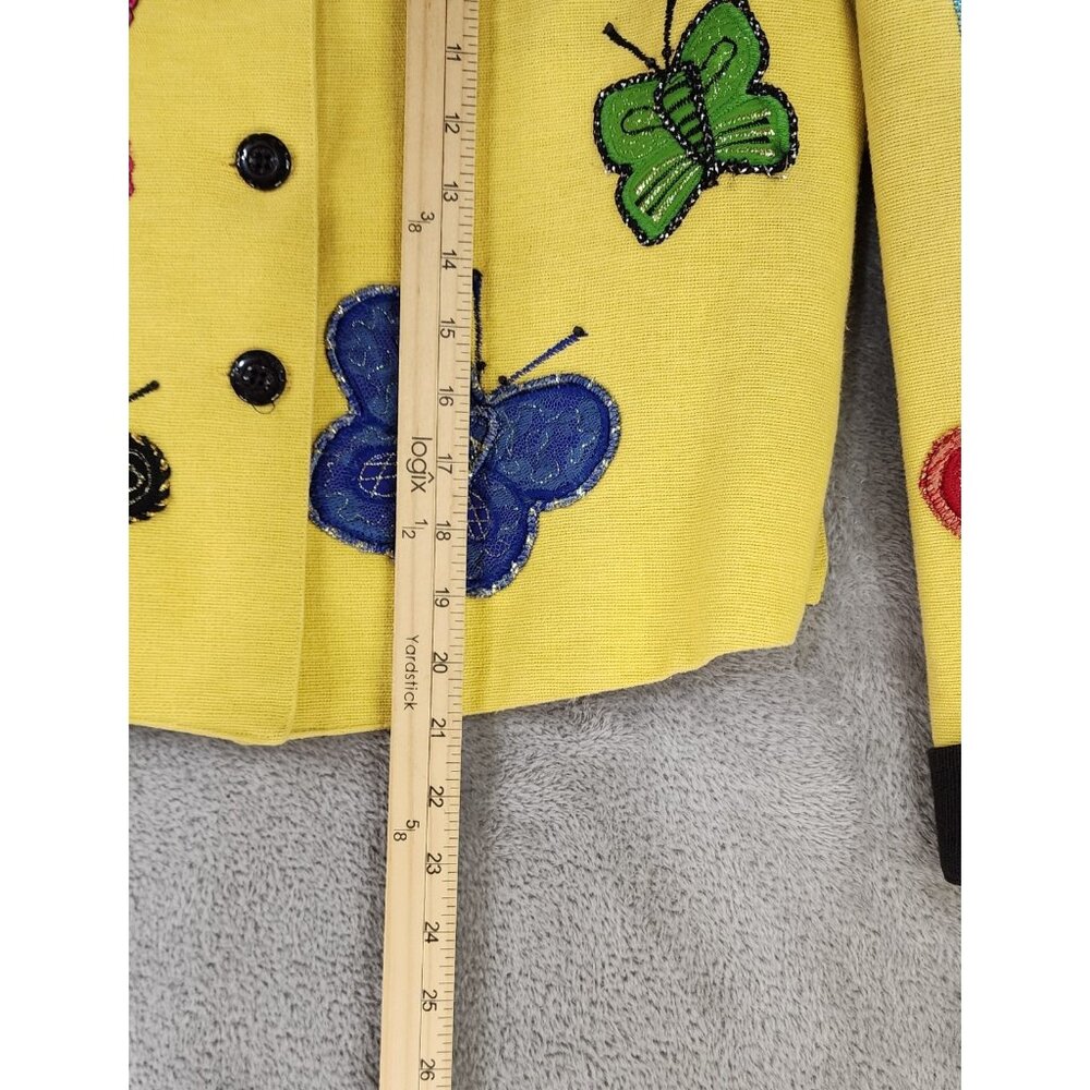 Anage Jacket Womens Small Yellow Black Butterfly Embroidered Button Up Vintage - Picture 6 of 9